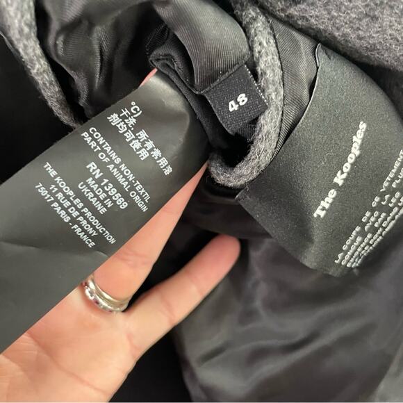 The Kooples Men’s Grey Pienza Coat Overcoat Pea Coat Buttons Mid-Length Business - Picture 9 of 13